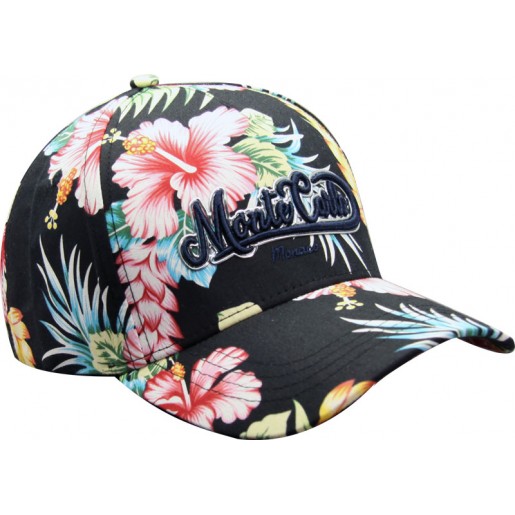 Casquette Outline Monaco Fleurs Noire